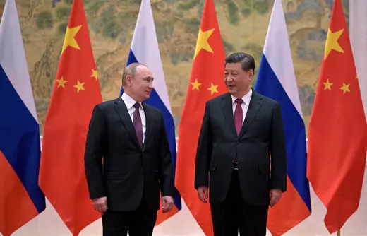 Russian President Vladimir Putin attends a meeting with Chinese President Xi Jinping in Beijing, China February 4, 2022.