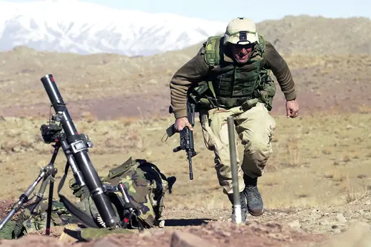 A U.S. soldier during a firefight near Sirkankel, Afghanistan.