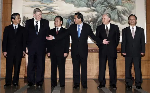 Heads of the delegations to the Six Party Talks meet.