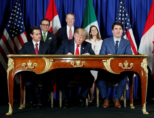 The leaders of Mexico, the United States, and Canada attend the USMCA signing ceremony in Buenos Aires, Argentina, ahead of the 2018 G20 Leaders’ Summit.