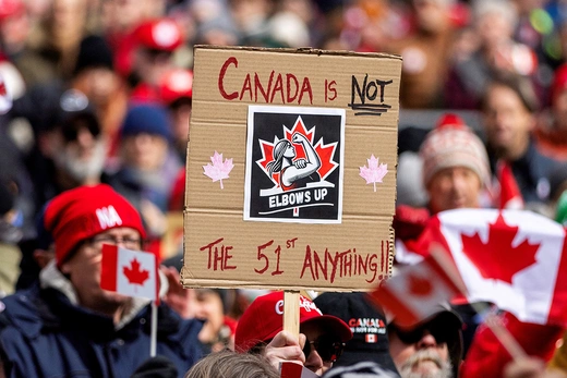 Canadians protest against U.S. President Donald Trump’s calls to make Canada the fifty-first U.S. state.